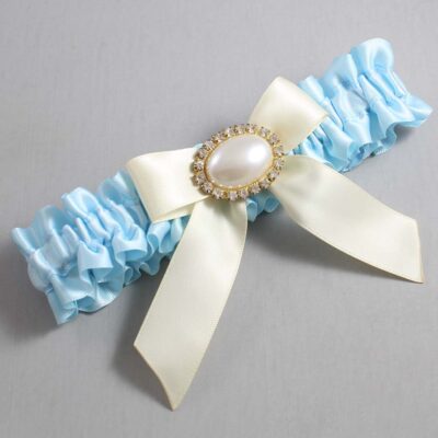 Alice Blue and Ivory Wedding Garter / Blue Wedding Garters / Wedding Garter / Custom Wedding Garter / Bridal Garter / Prom Garter / Linda Joyce Couture / Personalized Garter / Personalized Wedding Garter / Personalized Prom Garter