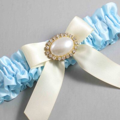 Alice Blue and Ivory Wedding Garter / Blue Wedding Garters / Wedding Garter / Custom Wedding Garter / Bridal Garter / Prom Garter / Linda Joyce Couture / Personalized Garter / Personalized Wedding Garter / Personalized Prom Garter