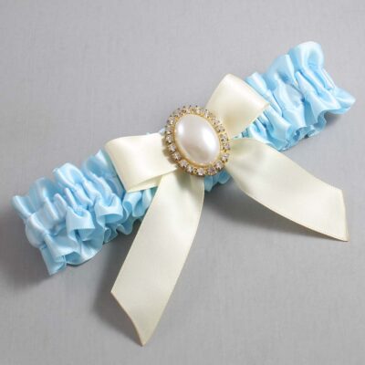 Alice Blue and Ivory Wedding Garter / Blue Wedding Garters / Wedding Garter / Custom Wedding Garter / Bridal Garter / Prom Garter / Linda Joyce Couture / Personalized Garter / Personalized Wedding Garter / Personalized Prom Garter