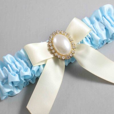 Alice Blue and Ivory Wedding Garter / Blue Wedding Garters / Wedding Garter / Custom Wedding Garter / Bridal Garter / Prom Garter / Linda Joyce Couture / Personalized Garter / Personalized Wedding Garter / Personalized Prom Garter