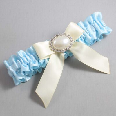 Alice Blue and Ivory Wedding Garter / Blue Wedding Garters / Wedding Garter / Custom Wedding Garter / Bridal Garter / Prom Garter / Linda Joyce Couture / Personalized Garter / Personalized Wedding Garter / Personalized Prom Garter