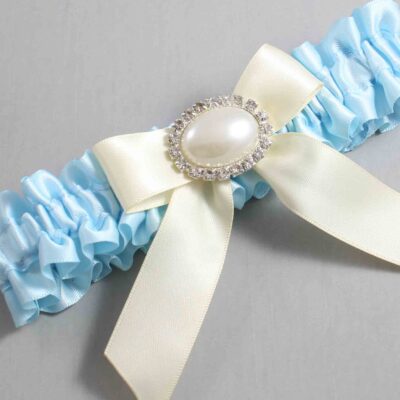 Alice Blue and Ivory Wedding Garter / Blue Wedding Garters / Wedding Garter / Custom Wedding Garter / Bridal Garter / Prom Garter / Linda Joyce Couture / Personalized Garter / Personalized Wedding Garter / Personalized Prom Garter