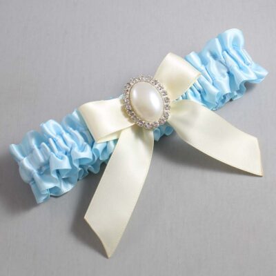 Alice Blue and Ivory Wedding Garter / Blue Wedding Garters / Wedding Garter / Custom Wedding Garter / Bridal Garter / Prom Garter / Linda Joyce Couture / Personalized Garter / Personalized Wedding Garter / Personalized Prom Garter