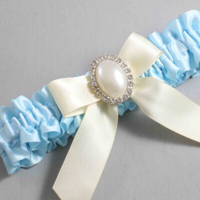 Alice Blue and Ivory Wedding Garter / Blue Wedding Garters / Wedding Garter / Custom Wedding Garter / Bridal Garter / Prom Garter / Linda Joyce Couture / Personalized Garter / Personalized Wedding Garter / Personalized Prom Garter