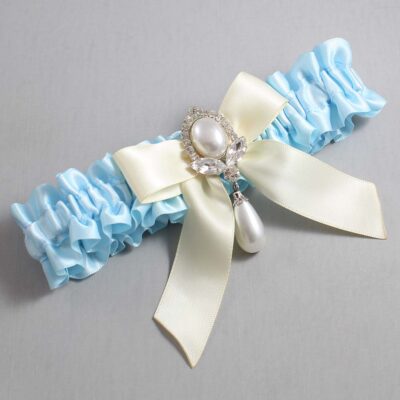 Alice Blue and Ivory Wedding Garter / Blue Wedding Garters / Wedding Garter / Custom Wedding Garter / Bridal Garter / Prom Garter / Linda Joyce Couture / Personalized Garter / Personalized Wedding Garter / Personalized Prom Garter