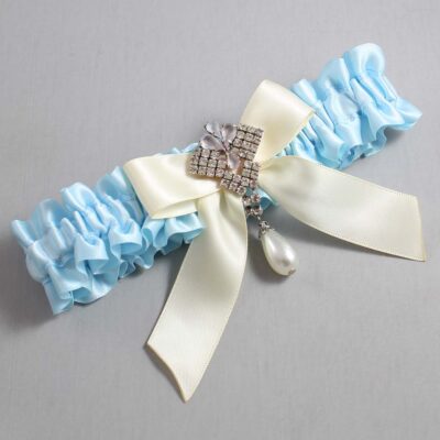 Alice Blue and Ivory Wedding Garter / Blue Wedding Garters / Wedding Garter / Custom Wedding Garter / Bridal Garter / Prom Garter / Linda Joyce Couture / Personalized Garter / Personalized Wedding Garter / Personalized Prom Garter