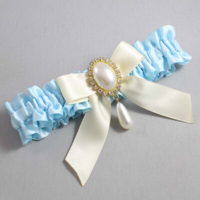 Alice Blue and Ivory Wedding Garter / Blue Wedding Garters / Wedding Garter / Custom Wedding Garter / Bridal Garter / Prom Garter / Linda Joyce Couture / Personalized Garter / Personalized Wedding Garter / Personalized Prom Garter