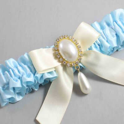 Alice Blue and Ivory Wedding Garter / Blue Wedding Garters / Wedding Garter / Custom Wedding Garter / Bridal Garter / Prom Garter / Linda Joyce Couture / Personalized Garter / Personalized Wedding Garter / Personalized Prom Garter