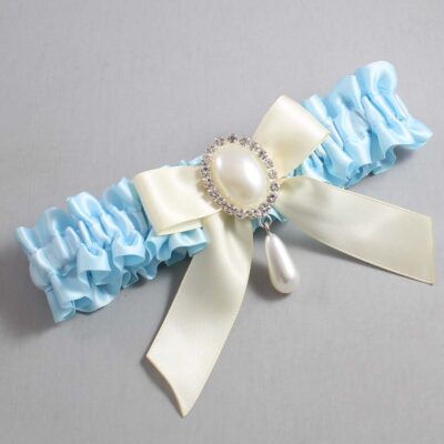 Alice Blue and Ivory Wedding Garter / Blue Wedding Garters / Wedding Garter / Custom Wedding Garter / Bridal Garter / Prom Garter / Linda Joyce Couture / Personalized Garter / Personalized Wedding Garter / Personalized Prom Garter