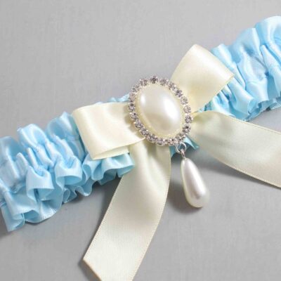 Alice Blue and Ivory Wedding Garter / Blue Wedding Garters / Wedding Garter / Custom Wedding Garter / Bridal Garter / Prom Garter / Linda Joyce Couture / Personalized Garter / Personalized Wedding Garter / Personalized Prom Garter
