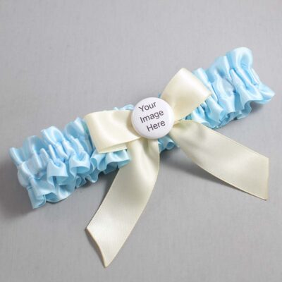 Alice Blue and Ivory Wedding Garter / Blue Wedding Garters / Wedding Garter / Custom Wedding Garter / Bridal Garter / Prom Garter / Linda Joyce Couture / Personalized Garter / Personalized Wedding Garter / Personalized Prom Garter