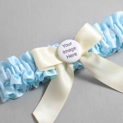 Alice Blue and Ivory Wedding Garter / Blue Wedding Garters / Wedding Garter / Custom Wedding Garter / Bridal Garter / Prom Garter / Linda Joyce Couture / Personalized Garter / Personalized Wedding Garter / Personalized Prom Garter