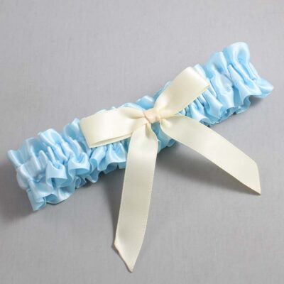 Alice Blue and Ivory Satin Wedding Garter / Blue Wedding Garters / Wedding Garter / Custom Wedding Garter / Bridal Garter / Prom Garter / Linda Joyce Couture / Personalized Garter / Personalized Wedding Garter / Personalized Prom Garter