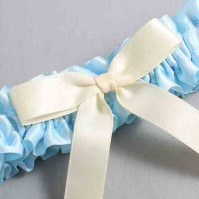Alice Blue and Ivory Satin Wedding Garter / Blue Wedding Garters / Wedding Garter / Custom Wedding Garter / Bridal Garter / Prom Garter / Linda Joyce Couture / Personalized Garter / Personalized Wedding Garter / Personalized Prom Garter