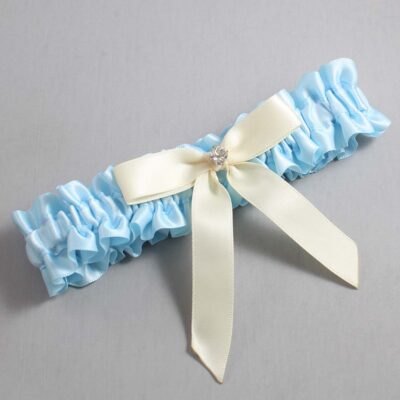 Alice Blue and Ivory Satin Wedding Garter / Blue Wedding Garters / Wedding Garter / Custom Wedding Garter / Bridal Garter / Prom Garter / Linda Joyce Couture / Personalized Garter / Personalized Wedding Garter / Personalized Prom Garter