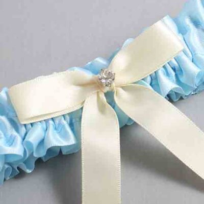 Alice Blue and Ivory Satin Wedding Garter / Blue Wedding Garters / Wedding Garter / Custom Wedding Garter / Bridal Garter / Prom Garter / Linda Joyce Couture / Personalized Garter / Personalized Wedding Garter / Personalized Prom Garter