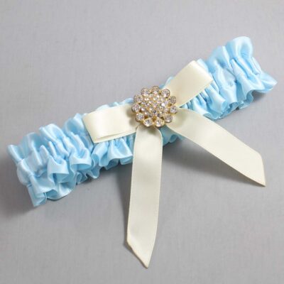 Alice Blue and Ivory Satin Wedding Garter / Blue Wedding Garters / Wedding Garter / Custom Wedding Garter / Bridal Garter / Prom Garter / Linda Joyce Couture / Personalized Garter / Personalized Wedding Garter / Personalized Prom Garter