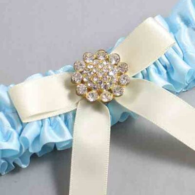 Alice Blue and Ivory Satin Wedding Garter / Blue Wedding Garters / Wedding Garter / Custom Wedding Garter / Bridal Garter / Prom Garter / Linda Joyce Couture / Personalized Garter / Personalized Wedding Garter / Personalized Prom Garter