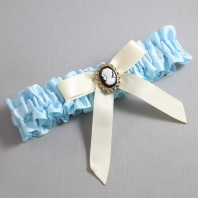 Alice Blue and Ivory Satin Wedding Garter / Blue Wedding Garters / Wedding Garter / Custom Wedding Garter / Bridal Garter / Prom Garter / Linda Joyce Couture / Personalized Garter / Personalized Wedding Garter / Personalized Prom Garter