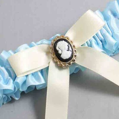 Alice Blue and Ivory Satin Wedding Garter / Blue Wedding Garters / Wedding Garter / Custom Wedding Garter / Bridal Garter / Prom Garter / Linda Joyce Couture / Personalized Garter / Personalized Wedding Garter / Personalized Prom Garter