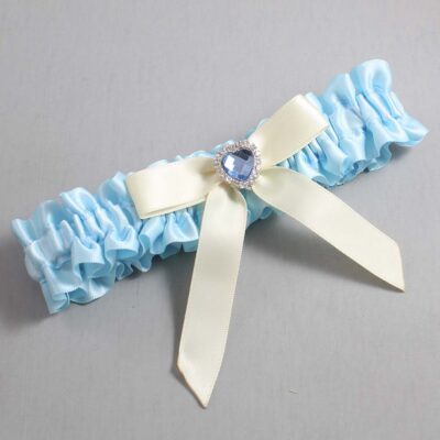 Alice Blue and Ivory Satin Wedding Garter / Blue Wedding Garters / Wedding Garter / Custom Wedding Garter / Bridal Garter / Prom Garter / Linda Joyce Couture / Personalized Garter / Personalized Wedding Garter / Personalized Prom Garter