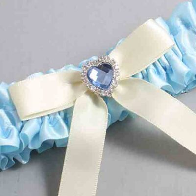 Alice Blue and Ivory Satin Wedding Garter / Blue Wedding Garters / Wedding Garter / Custom Wedding Garter / Bridal Garter / Prom Garter / Linda Joyce Couture / Personalized Garter / Personalized Wedding Garter / Personalized Prom Garter