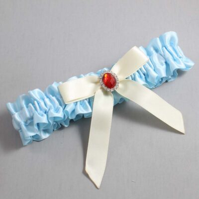 Alice Blue and Ivory Satin Wedding Garter / Blue Wedding Garters / Wedding Garter / Custom Wedding Garter / Bridal Garter / Prom Garter / Linda Joyce Couture / Personalized Garter / Personalized Wedding Garter / Personalized Prom Garter