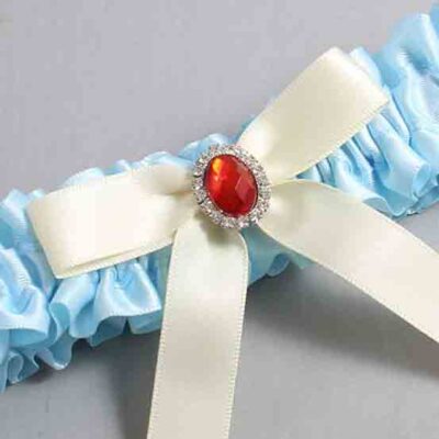 Alice Blue and Ivory Satin Wedding Garter / Blue Wedding Garters / Wedding Garter / Custom Wedding Garter / Bridal Garter / Prom Garter / Linda Joyce Couture / Personalized Garter / Personalized Wedding Garter / Personalized Prom Garter