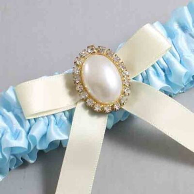 Alice Blue and Ivory Satin Wedding Garter / Blue Wedding Garters / Wedding Garter / Custom Wedding Garter / Bridal Garter / Prom Garter / Linda Joyce Couture / Personalized Garter / Personalized Wedding Garter / Personalized Prom Garter