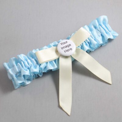 Alice Blue and Ivory Satin Wedding Garter / Blue Wedding Garters / Wedding Garter / Custom Wedding Garter / Bridal Garter / Prom Garter / Linda Joyce Couture / Personalized Garter / Personalized Wedding Garter / Personalized Prom Garter