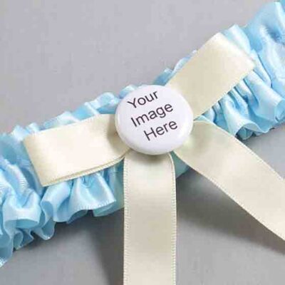 Alice Blue and Ivory Satin Wedding Garter / Blue Wedding Garters / Wedding Garter / Custom Wedding Garter / Bridal Garter / Prom Garter / Linda Joyce Couture / Personalized Garter / Personalized Wedding Garter / Personalized Prom Garter