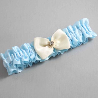 Alice Blue and Ivory Satin Wedding Garter / Blue Wedding Garters / Wedding Garter / Custom Wedding Garter / Bridal Garter / Prom Garter / Linda Joyce Couture / Personalized Garter / Personalized Wedding Garter / Personalized Prom Garter