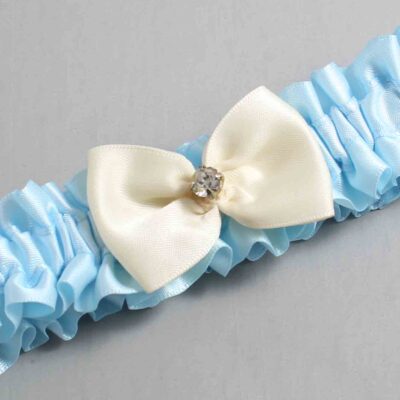 Alice Blue and Ivory Satin Wedding Garter / Blue Wedding Garters / Wedding Garter / Custom Wedding Garter / Bridal Garter / Prom Garter / Linda Joyce Couture / Personalized Garter / Personalized Wedding Garter / Personalized Prom Garter