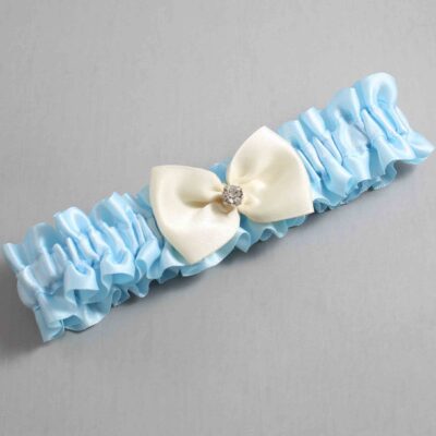 Alice Blue and Ivory Satin Wedding Garter / Blue Wedding Garters / Wedding Garter / Custom Wedding Garter / Bridal Garter / Prom Garter / Linda Joyce Couture / Personalized Garter / Personalized Wedding Garter / Personalized Prom Garter