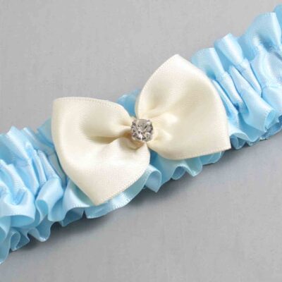 Alice Blue and Ivory Satin Wedding Garter / Blue Wedding Garters / Wedding Garter / Custom Wedding Garter / Bridal Garter / Prom Garter / Linda Joyce Couture / Personalized Garter / Personalized Wedding Garter / Personalized Prom Garter