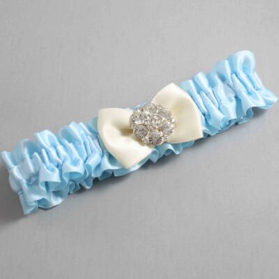 Alice Blue and Ivory Satin Wedding Garter / Blue Wedding Garters / Wedding Garter / Custom Wedding Garter / Bridal Garter / Prom Garter / Linda Joyce Couture / Personalized Garter / Personalized Wedding Garter / Personalized Prom Garter