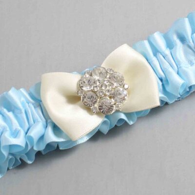Alice Blue and Ivory Satin Wedding Garter / Blue Wedding Garters / Wedding Garter / Custom Wedding Garter / Bridal Garter / Prom Garter / Linda Joyce Couture / Personalized Garter / Personalized Wedding Garter / Personalized Prom Garter