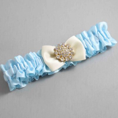 Alice Blue and Ivory Satin Wedding Garter / Blue Wedding Garters / Wedding Garter / Custom Wedding Garter / Bridal Garter / Prom Garter / Linda Joyce Couture / Personalized Garter / Personalized Wedding Garter / Personalized Prom Garter