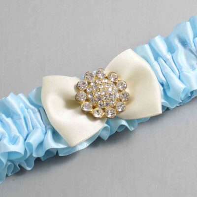 Alice Blue and Ivory Satin Wedding Garter / Blue Wedding Garters / Wedding Garter / Custom Wedding Garter / Bridal Garter / Prom Garter / Linda Joyce Couture / Personalized Garter / Personalized Wedding Garter / Personalized Prom Garter