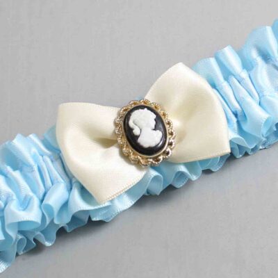 Alice Blue and Ivory Satin Wedding Garter / Blue Wedding Garters / Wedding Garter / Custom Wedding Garter / Bridal Garter / Prom Garter / Linda Joyce Couture / Personalized Garter / Personalized Wedding Garter / Personalized Prom Garter
