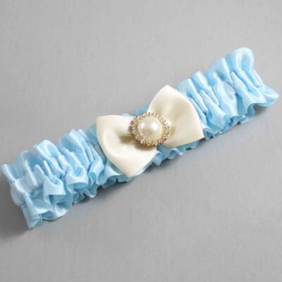 Alice Blue and Ivory Satin Wedding Garter / Blue Wedding Garters / Wedding Garter / Custom Wedding Garter / Bridal Garter / Prom Garter / Linda Joyce Couture / Personalized Garter / Personalized Wedding Garter / Personalized Prom Garter