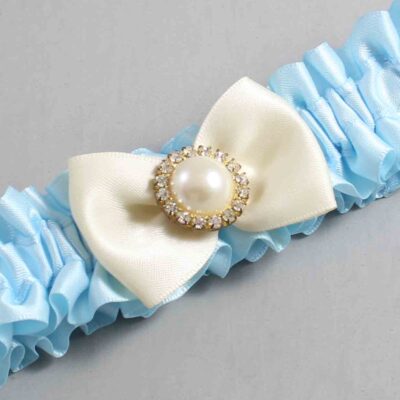 Alice Blue and Ivory Satin Wedding Garter / Blue Wedding Garters / Wedding Garter / Custom Wedding Garter / Bridal Garter / Prom Garter / Linda Joyce Couture / Personalized Garter / Personalized Wedding Garter / Personalized Prom Garter