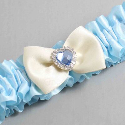Alice Blue and Ivory Satin Wedding Garter / Blue Wedding Garters / Wedding Garter / Custom Wedding Garter / Bridal Garter / Prom Garter / Linda Joyce Couture / Personalized Garter / Personalized Wedding Garter / Personalized Prom Garter