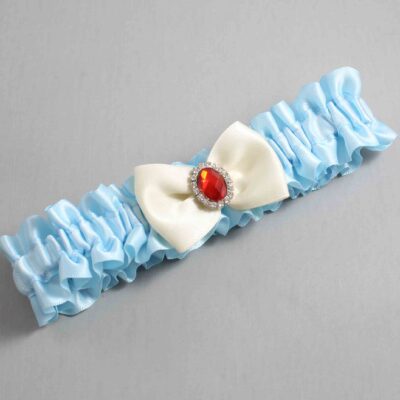 Alice Blue and Ivory Satin Wedding Garter / Blue Wedding Garters / Wedding Garter / Custom Wedding Garter / Bridal Garter / Prom Garter / Linda Joyce Couture / Personalized Garter / Personalized Wedding Garter / Personalized Prom Garter