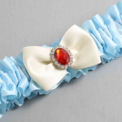 Alice Blue and Ivory Satin Wedding Garter / Blue Wedding Garters / Wedding Garter / Custom Wedding Garter / Bridal Garter / Prom Garter / Linda Joyce Couture / Personalized Garter / Personalized Wedding Garter / Personalized Prom Garter