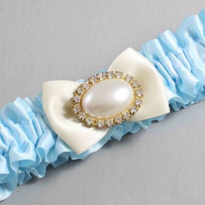 Alice Blue and Ivory Satin Wedding Garter / Blue Wedding Garters / Wedding Garter / Custom Wedding Garter / Bridal Garter / Prom Garter / Linda Joyce Couture / Personalized Garter / Personalized Wedding Garter / Personalized Prom Garter