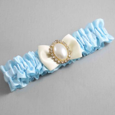 Alice Blue and Ivory Satin Wedding Garter / Blue Wedding Garters / Wedding Garter / Custom Wedding Garter / Bridal Garter / Prom Garter / Linda Joyce Couture / Personalized Garter / Personalized Wedding Garter / Personalized Prom Garter