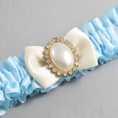 Alice Blue and Ivory Satin Wedding Garter / Blue Wedding Garters / Wedding Garter / Custom Wedding Garter / Bridal Garter / Prom Garter / Linda Joyce Couture / Personalized Garter / Personalized Wedding Garter / Personalized Prom Garter