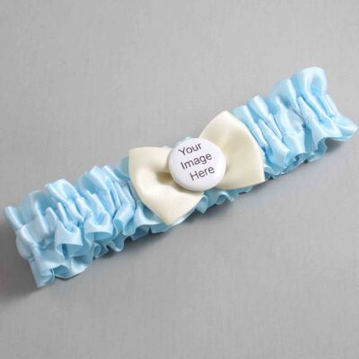 Alice Blue and Ivory Satin Wedding Garter / Blue Wedding Garters / Wedding Garter / Custom Wedding Garter / Bridal Garter / Prom Garter / Linda Joyce Couture / Personalized Garter / Personalized Wedding Garter / Personalized Prom Garter