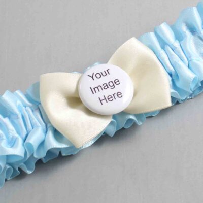 Alice Blue and Ivory Satin Wedding Garter / Blue Wedding Garters / Wedding Garter / Custom Wedding Garter / Bridal Garter / Prom Garter / Linda Joyce Couture / Personalized Garter / Personalized Wedding Garter / Personalized Prom Garter
